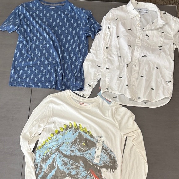 Old Navy Blue and White Dinosaur Graphic Tee - Picture 1 of 1